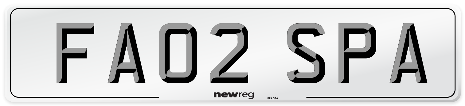 FA02 SPA Number Plate from New Reg
